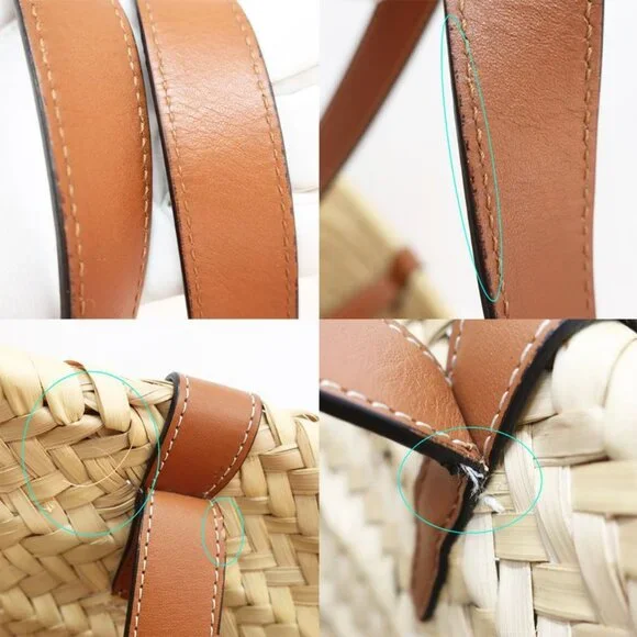 Celine Basket Bag Tote Bag Pannier Triomphe Medium Raffia Leather - Picture 8 of 10